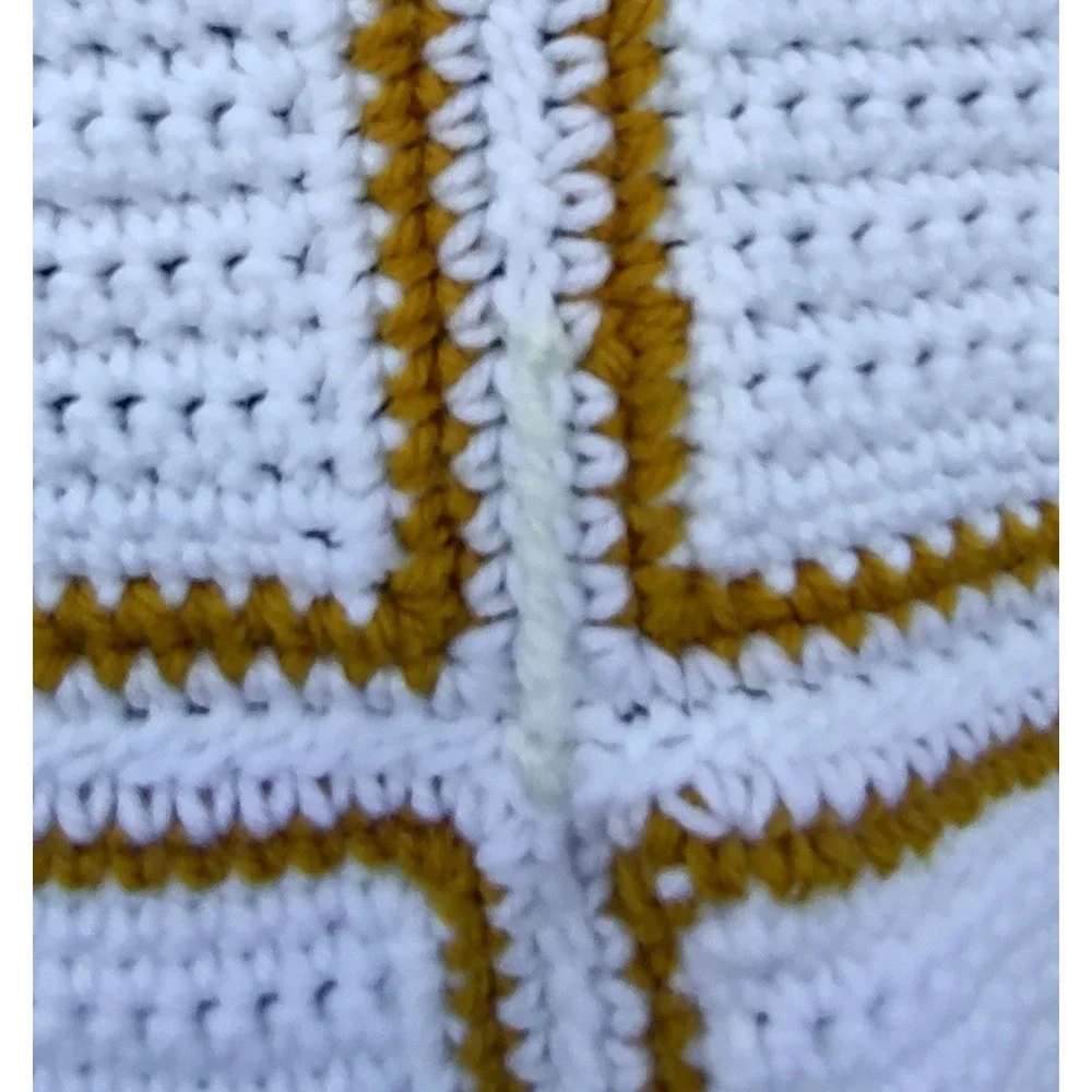 Handmade Crochet Cross Granny Square Blanket 50x60 Religious Afghan